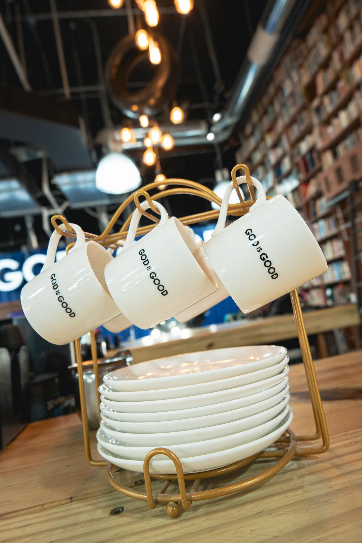GOD IS GOOD coffee cups at The Spot