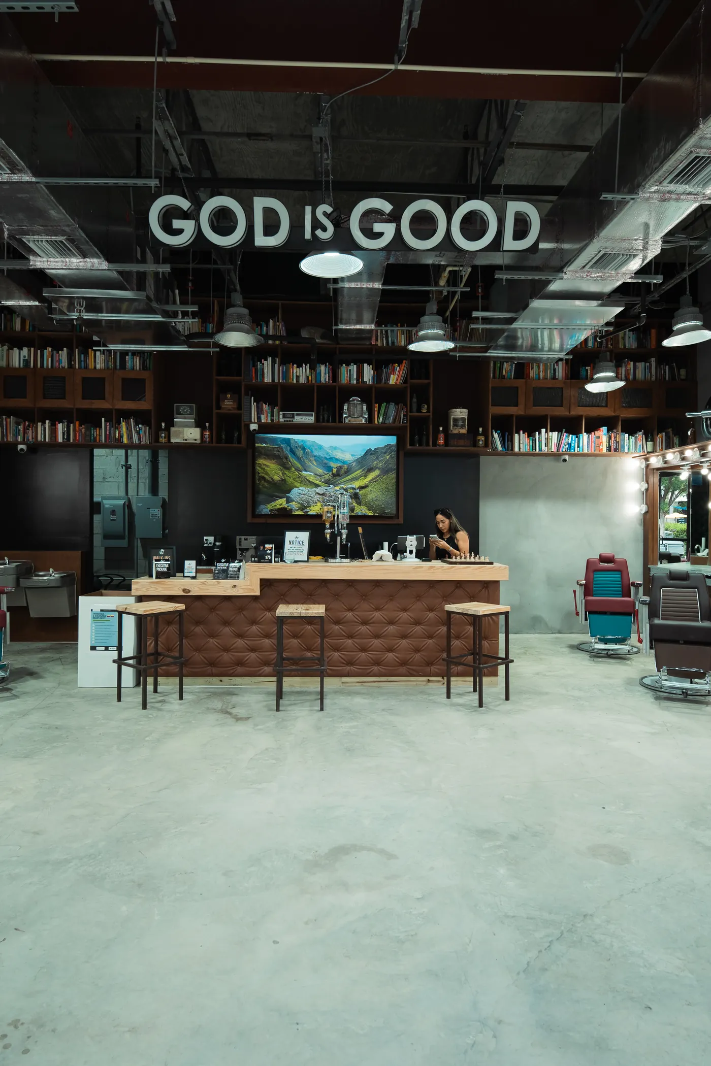 GOD IS GOOD on the wall of a The Spot shop